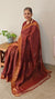 Rust shade ajrakh printed tussar silk saree - SB01
