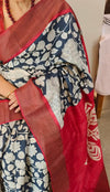 Black and Red Kalamkari printed Tussar silk saree