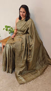 Olive Green tussar silk saree