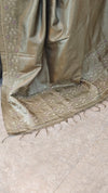 Olive Green tussar silk saree