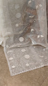 Milky white applique embroidered organza saree - ED971