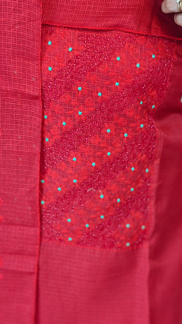 Chilli red net kota suit