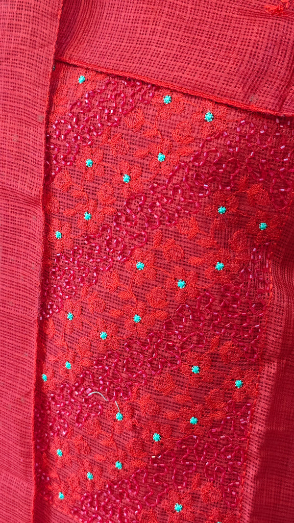 Chilli red net kota suit