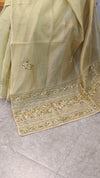 Golden yellow hand embroidered saree - 57033