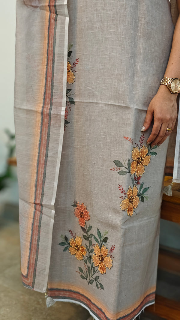 Taupe shade semi linen suit