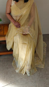 Yellow tissue organza saree - 2034C