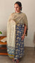 Blue and cream block printed cotton suit