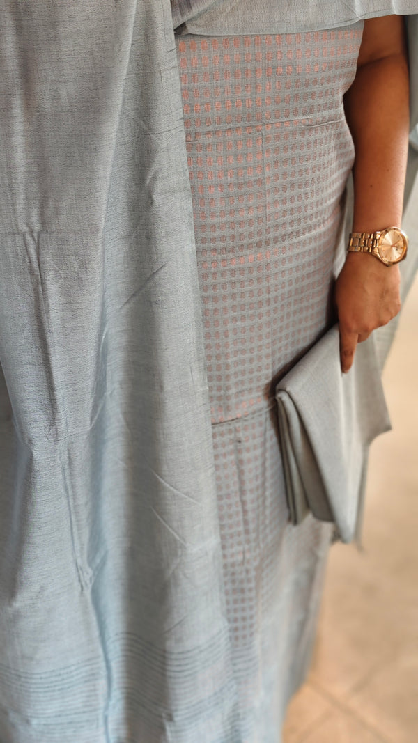 Bluish Grey tussar suit