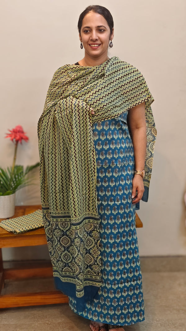 Blue and green cotton suit