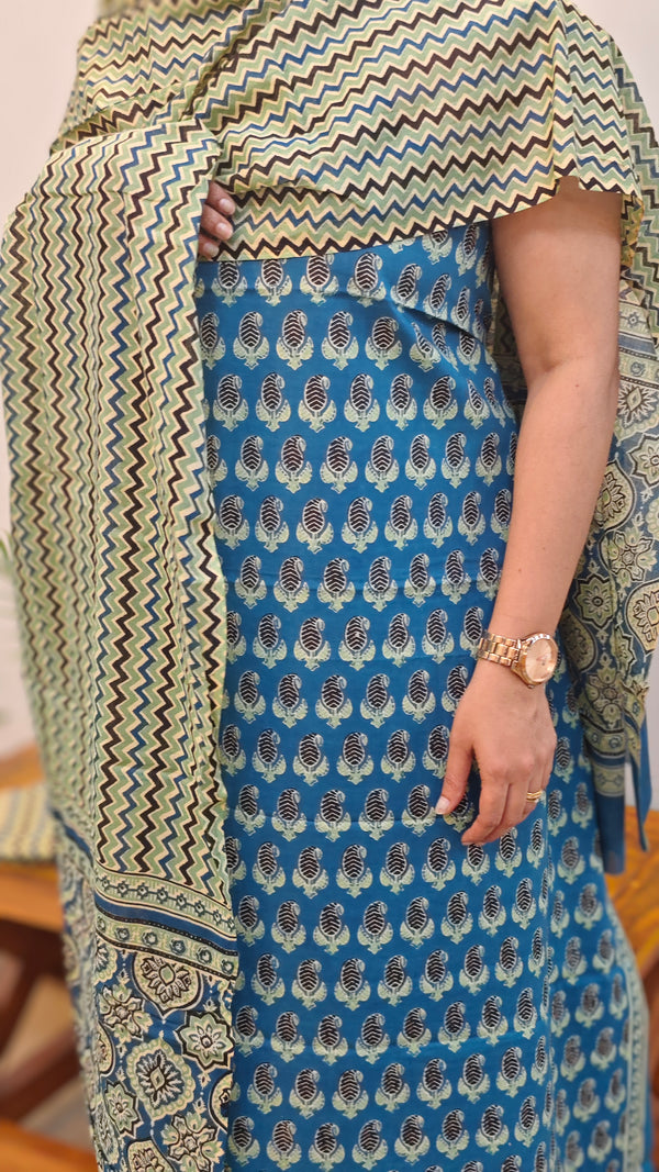 Blue and green cotton suit