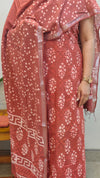 Brick Red linen cotton salwar suit