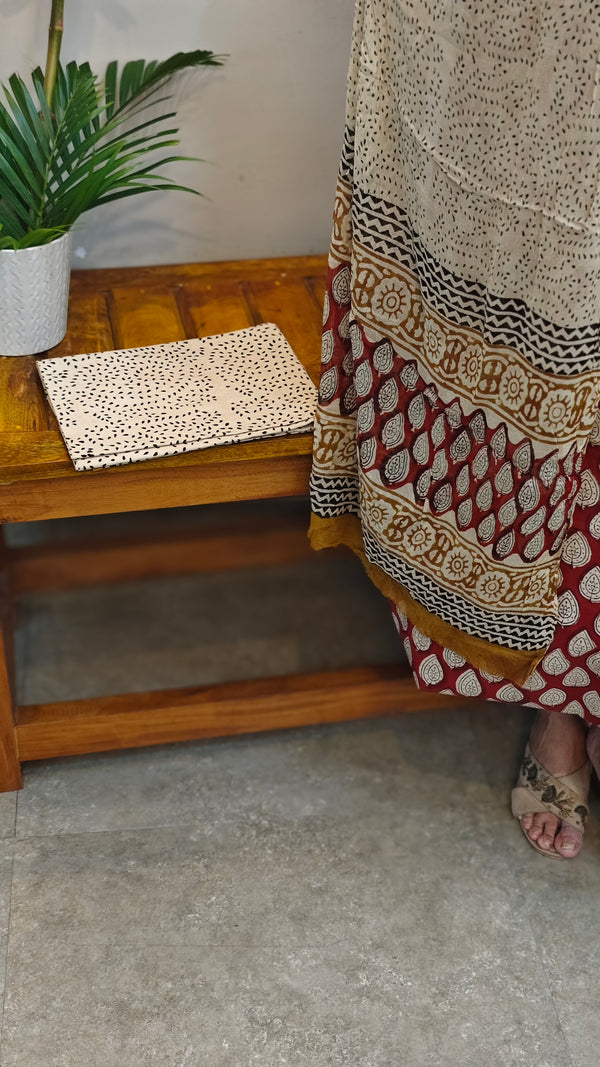 Maroon and beige cotton suit