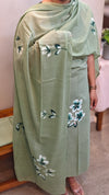 Hand painted green cotton salwar suit