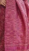Maroon tussar silk saree with jute weaving