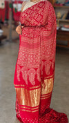 Red bandini print modal silk saree