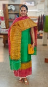 Green and Mustard tussar silk suit