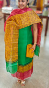 Green and Mustard tussar silk suit