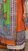 Orange and green tussar silk suit