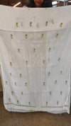 Milky white and Green mal chanderichikankari suit