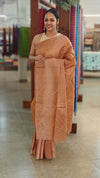 Dusty peach hand embroidered tussar saree