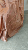 Dusty peach hand embroidered tussar saree
