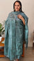 Steel teal embroidered tussar silk suit