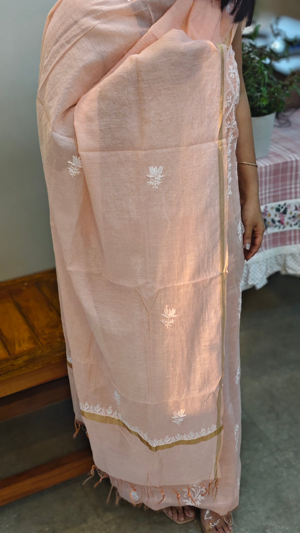 Light Peachmal chanderi suit