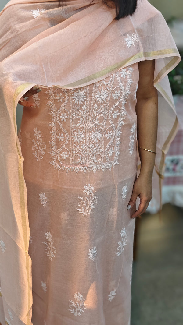 Light Peachmal chanderi suit