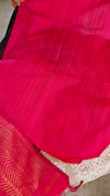 Dark brown and deep pink raw silk saree - SRW6_4