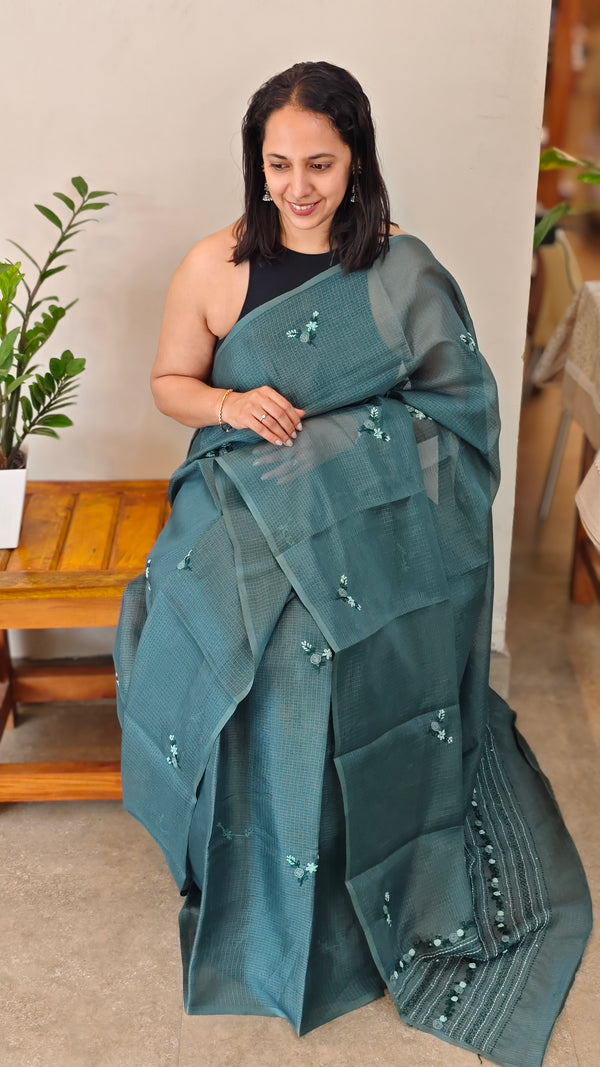 Peacock greenNet kota saree-315PR