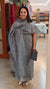 Grey silk cotton suit with hand embroidered yoke