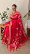 Red jamdani Matka silks saree - CL238