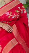 Red jamdani Matka silks saree - CL238