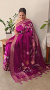 Deep Magenta/Vadamalli Matka silk jamdani saree - CL238
