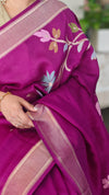 Deep Magenta/Vadamalli Matka silk jamdani saree - CL238