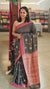 Dark grey and pink blended tussar silk saree