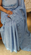 Light blue tepchi kota cutwork saree