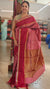 Blush pink raw silk saree with dark pink borders - 83SZ - SRW6_9