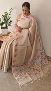 Hand painted desi tussar silk saree - Lilac and orange
