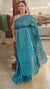 Turquoise lined noil tussar silks saree - LNC08