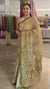Shaded green hand embroidered linen tissue saree - HND19