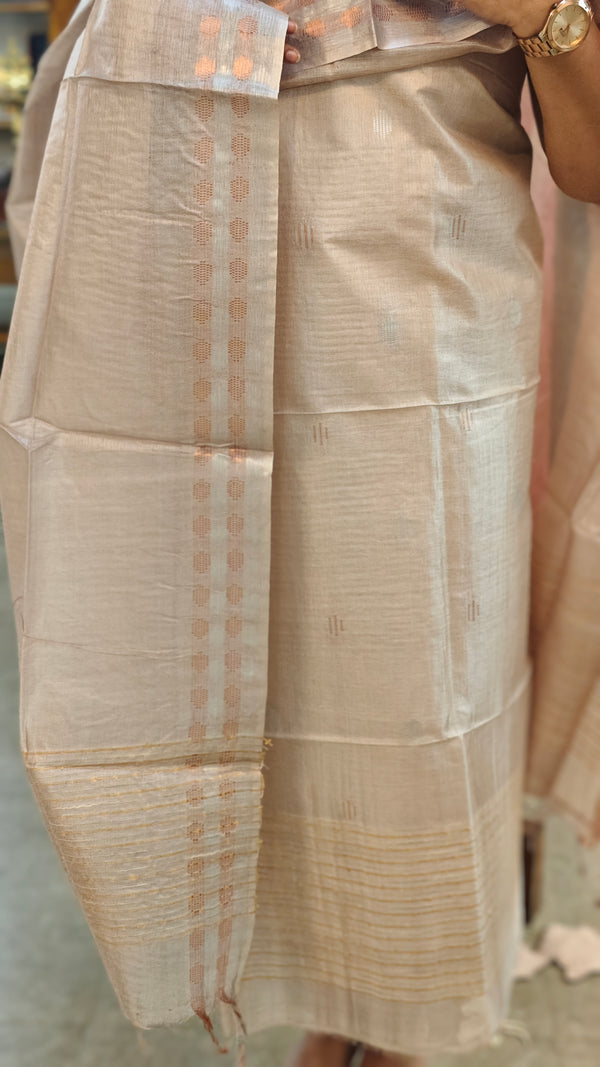 Dull silver Tussar silk suit