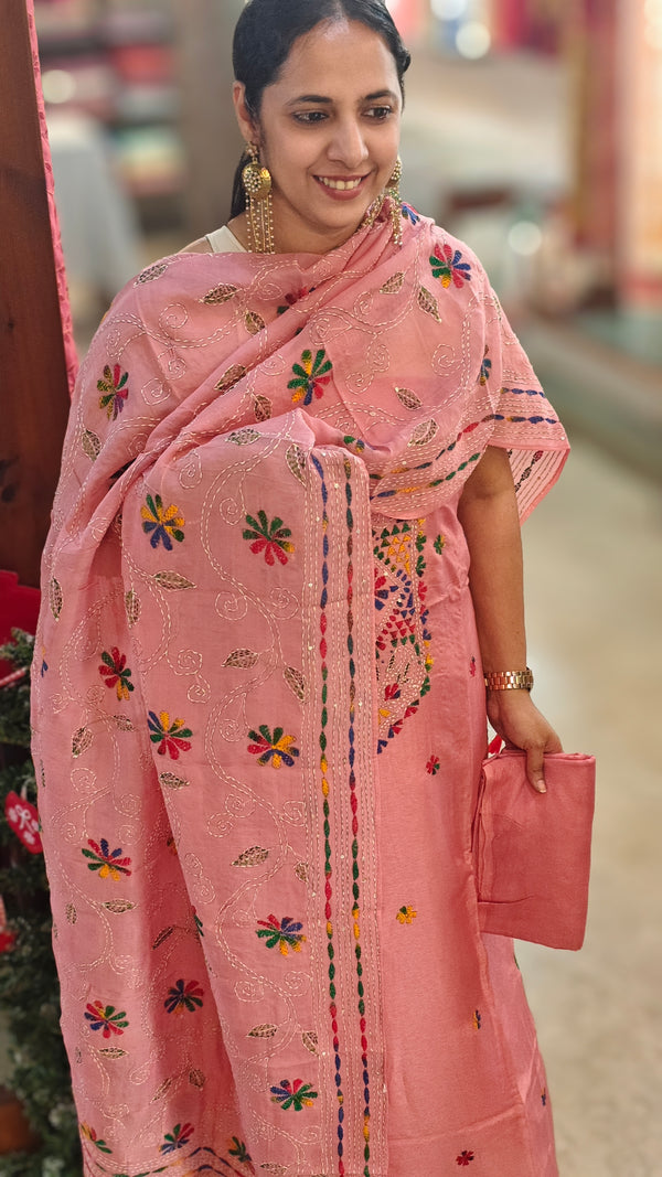 Light Pink chanderi salwar suit