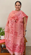Light peach and dark peach tussar silk suit
