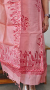 Light peach and dark peach tussar silk suit