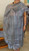 Grey and black tussar silk suit