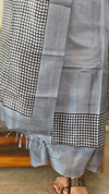 Grey and black tussar silk suit