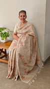 Pure desi tussar silk saree with embroidery - Pink