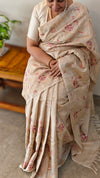 Pure desi tussar silk saree with embroidery - Pink