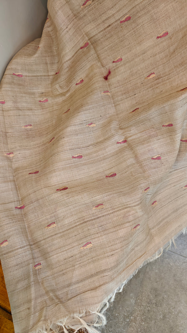 Pure desi tussar silk saree with embroidery - Pink
